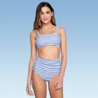 Women's Stripe Square Neck Bikini Top - Sugar Coast By Lolli Blue