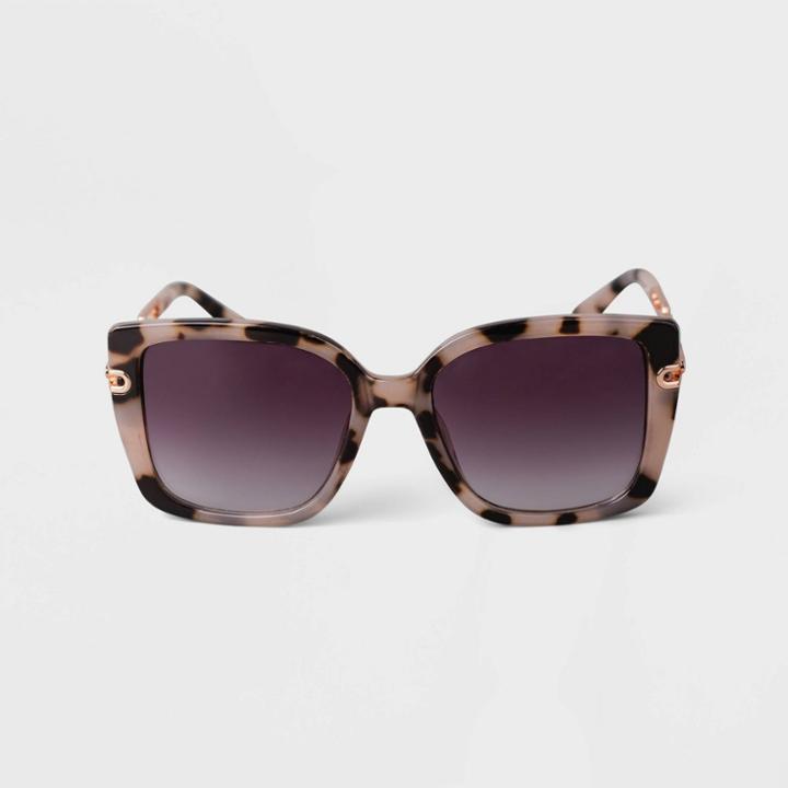 Women's Tortoise Shell Oversized Square Sunglasses - A New Day Tan
