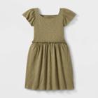 Girls' Short Sleeve Dress - Cat & Jack Olive Green