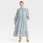 Women's Plus Size Balloon Long Sleeve Dress - Universal Thread White 1x Floral Print
