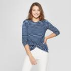 Women's Long Sleeve Twist Front T-shirt - Universal Thread Indigo
