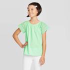 Petitegirls' Short Sleeve Eyelet T-shirt - Cat & Jack Mint Xs, Girl's, Green