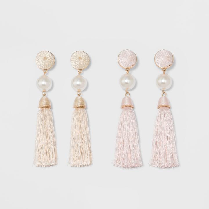 Sugarfix By Baublebar Embellished Tassel Earring Set - Light Pink, Girl's