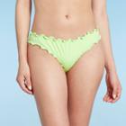 Women's Ruffle Cheeky Bikini Bottom - Shade & Shore Pistachio Green