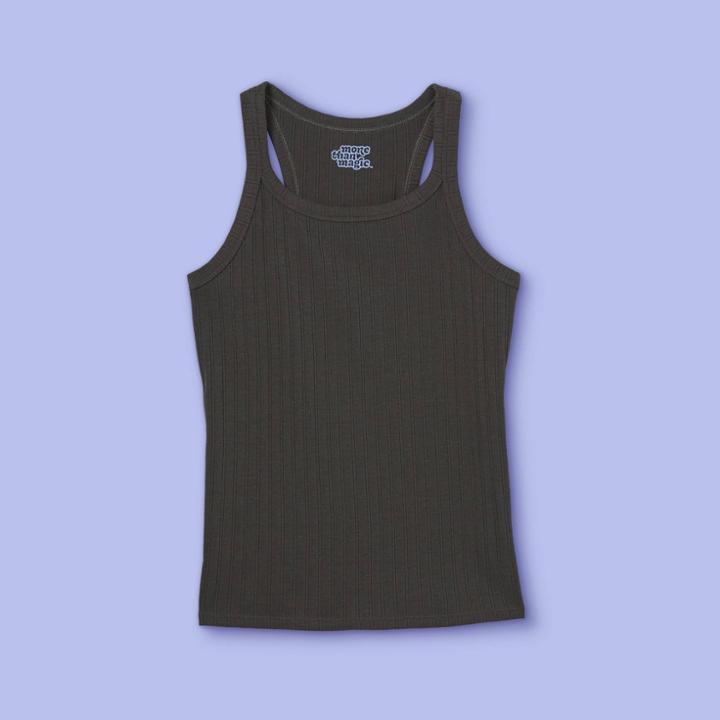 Girls' Rib Tank Top - More Than Magic Charcoal Gray