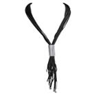Zirconmania Zirconite Multi-strand Leather With Square Metal Tube Insert Tassel Necklace - 24 - Brown/silver, Size: