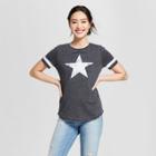 Women's Short Sleeve Star Print Baseball T-shirt - Grayson Threads (juniors') Gray