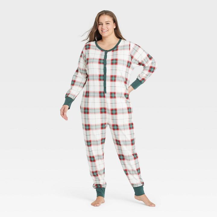 Hearth & Hand With Magnolia Women's Plus Holiday Plaid Union Suit Red/green - Hearth & Hand With