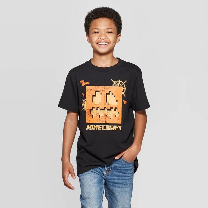Boys' Minecraft Halloween Short Sleeve T-shirt - Black