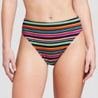 Women's Ribbed Cheeky High Waist Bikini Bottom - Xhilaration Multi Stripe M,