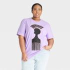No Brand Black History Month Women's Plus Size Hair Pic Short Sleeve T-shirt - Purple