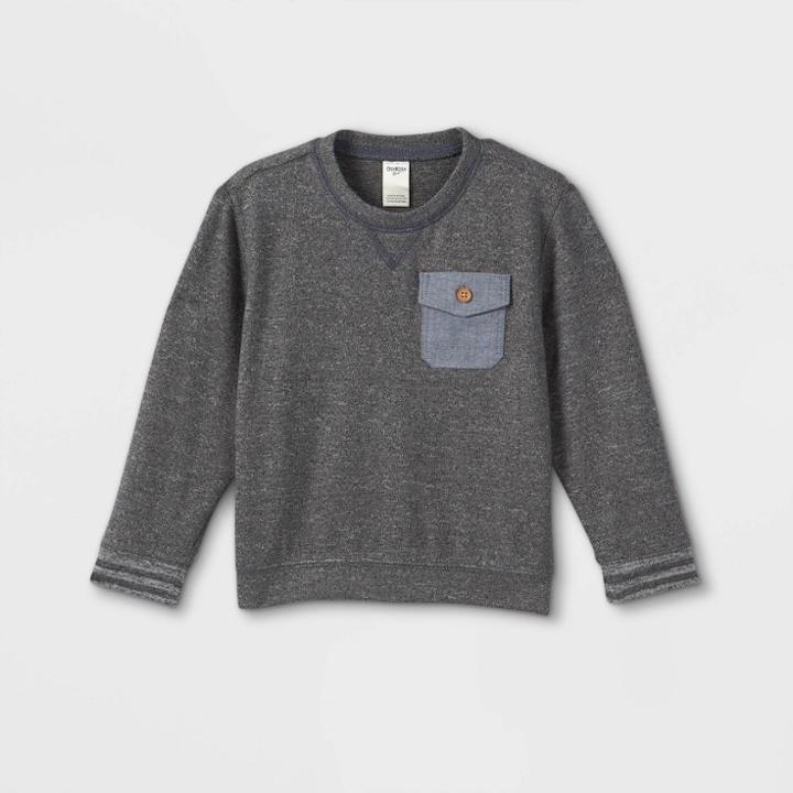 Oshkosh B'gosh Toddler Boys' Cozy Pocket Pullover Long Sleeve T-shirt - Navy