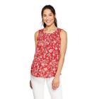 Women's Printed Scoop Neck Knit Tank Top With Crochet Yoke - Knox Rose Red