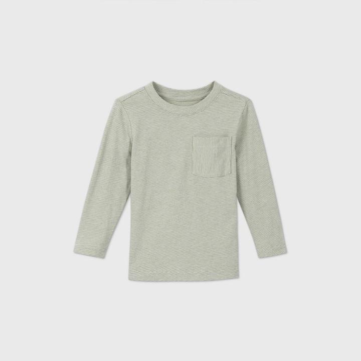 Toddler Boys' Long Sleeve Ministriped T-shirt - Cat & Jack Green