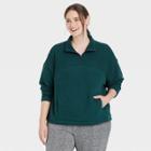 Women's Plus Size Quarter Zip Sweatshirt - A New Day Green