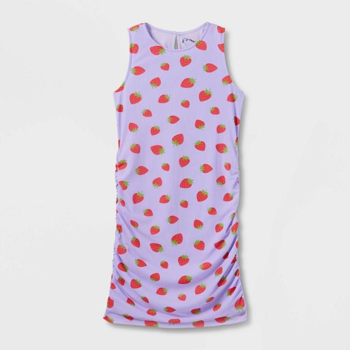 Girls' High Neck Mesh Dress - Art Class Purple