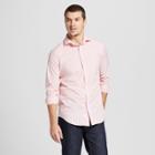 Men's Plaid Slim Fit Ultimate Long Sleeve Button-down Dress Shirt - Goodfellow & Co Peach (pink)