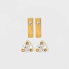 14k Gold Plated Cubic Zirconia And Bar Stud Duo Earrings - A New Day