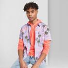 Men's Animal Print Short Sleeve Poplin Button-down Shirt - Original Use Lilac S, Men's, Size: