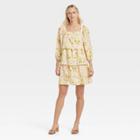 Women's Bishop 3/4 Sleeve Dress - Who What Wear Beige Floral
