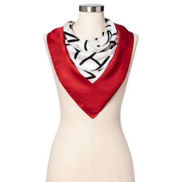 Women's Printed Silk Scarf - Isaac Mizrahi For Target Red/white, Girl's, Size: Small, White Red