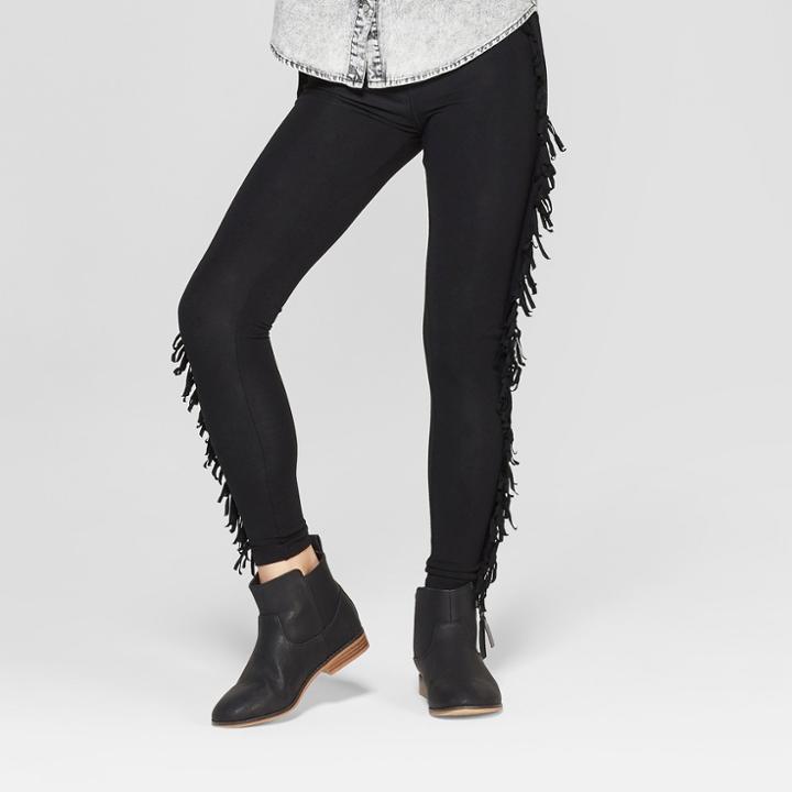 Girls' Leggings With Fringe - Art Class Black