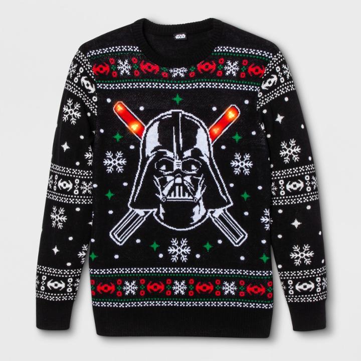 Men's Star Wars Vader Crossed Sabers Long Sleeve Sweatshirt - Black/white