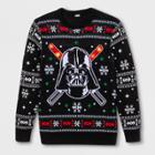 Men's Star Wars Vader Crossed Sabers Long Sleeve Sweatshirt - Black/white