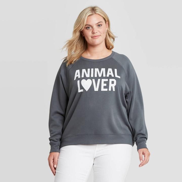 Grayson Threads Women's Plus Size Animal Lover Sweatshirt - Dark Gray