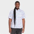 Ev Lgbt Pride Pride Gender Inclusive Adult Extended Size Animal Print Short Sleeve Woven Button-down Shirt - White