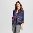 Women's Embroidered Bomber Jacket - Knox Rose Navy