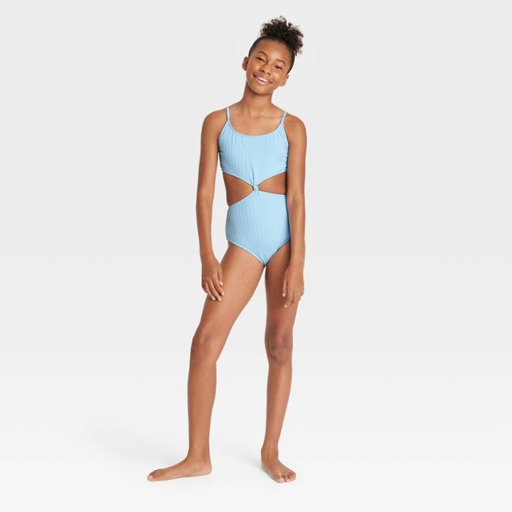 Girls' Warm Days Ahead Solid One Piece Swimsuit - Art Class