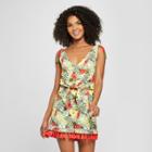 Women's Floral Print Tie Front Button-up Cami - Xoxo (juniors') Yellow/red/green M,