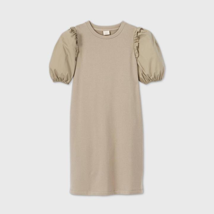 Women's Poplin 3/4 Sleeve Knit Dress - A New Day