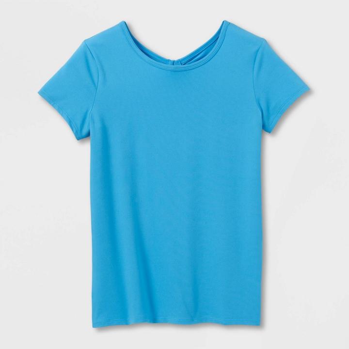 Girls' Short Sleeve Keyhole Back Gym T-shirt - All In Motion Blue