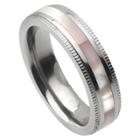 Women's Journee Collection Titanium Band With Abalone Inlay - Silver (5) (5mm),