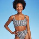 Juniors' Metallic Bralette Bikini Top - Xhilaration Black/white Stripe D/dd Cup