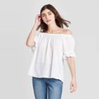 Women's Flutter Short Sleeve Off The Shoulder Blouse - Knox Rose White