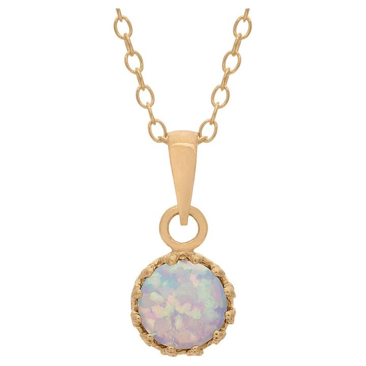 5/6 Tcw Tiara Opal Crown Pendant In Gold Over Silver, Women's, White