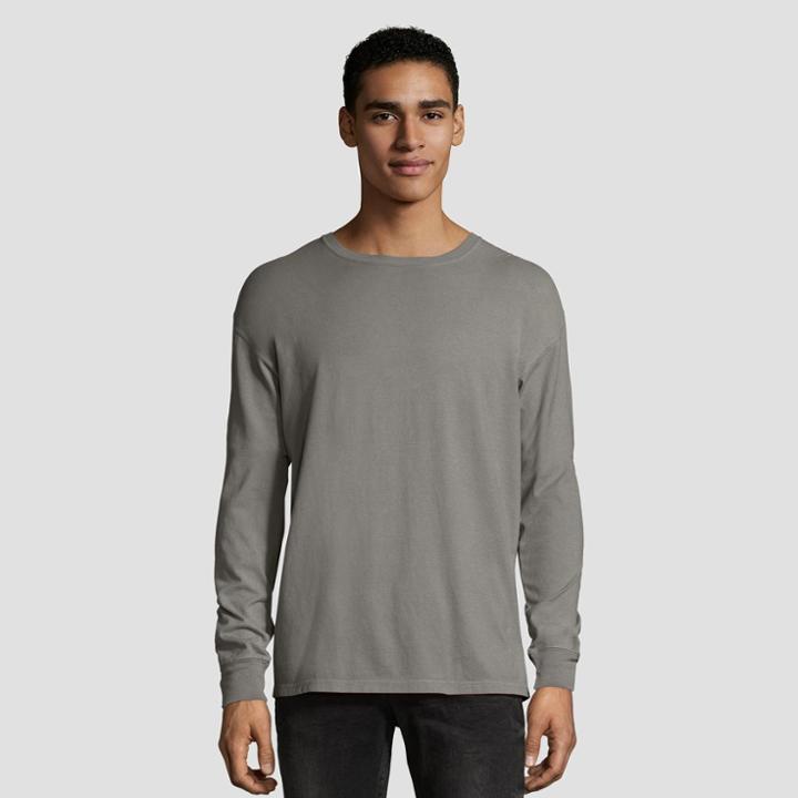 Hanes 1901 Men's Long Sleeve T-shirt - Gray M,