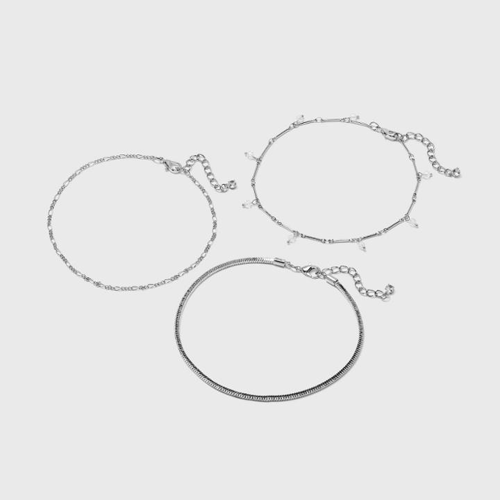Drop Beaded Chain Anklet Set 3pc - A New Day