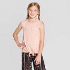 Girls' Tie Front Lace Tank Top - Art Class Pink
