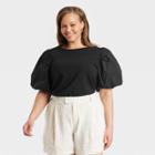 Women's Plus Size Puff Short Sleeve T-shirt - A New Day Black