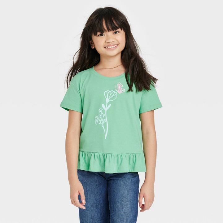 Girls' Short Sleeve Peplum T-shirt - Cat & Jack