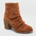 Women's Liddie Microsuede Slouch Booties - Universal Thread Cognac (red)