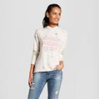 Women's Champagne, Sunglasses, Top Knot Hooded Pullover Distressed Graphic Sweatshirt - Grayson Threads White L, Size: