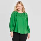 Women's Plus Size Balloon Long Sleeve Blouse - Who What Wear Green 1x, Women's,