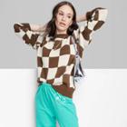 Women's Ascot + Hart Graphic Sweater - Brown Checkered Xxs
