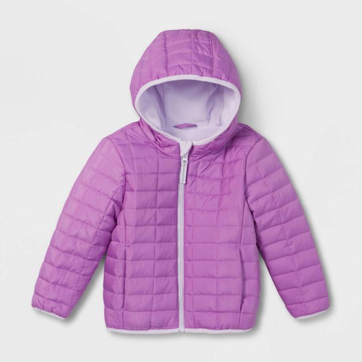 Toddler Long Sleeve Puffer Jacket - Cat & Jack Purple