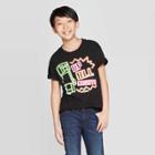 Boys' Minecraft Neon Up All Night Crew Short Sleeve T-shirt - Black